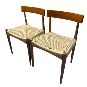 Newly Upholstered Danish Arne Hovmand Olsen Dining Chairs Two