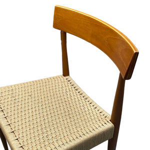 teak curved backrest Danish Arne Hovmand Olsen Dining Chairs Two