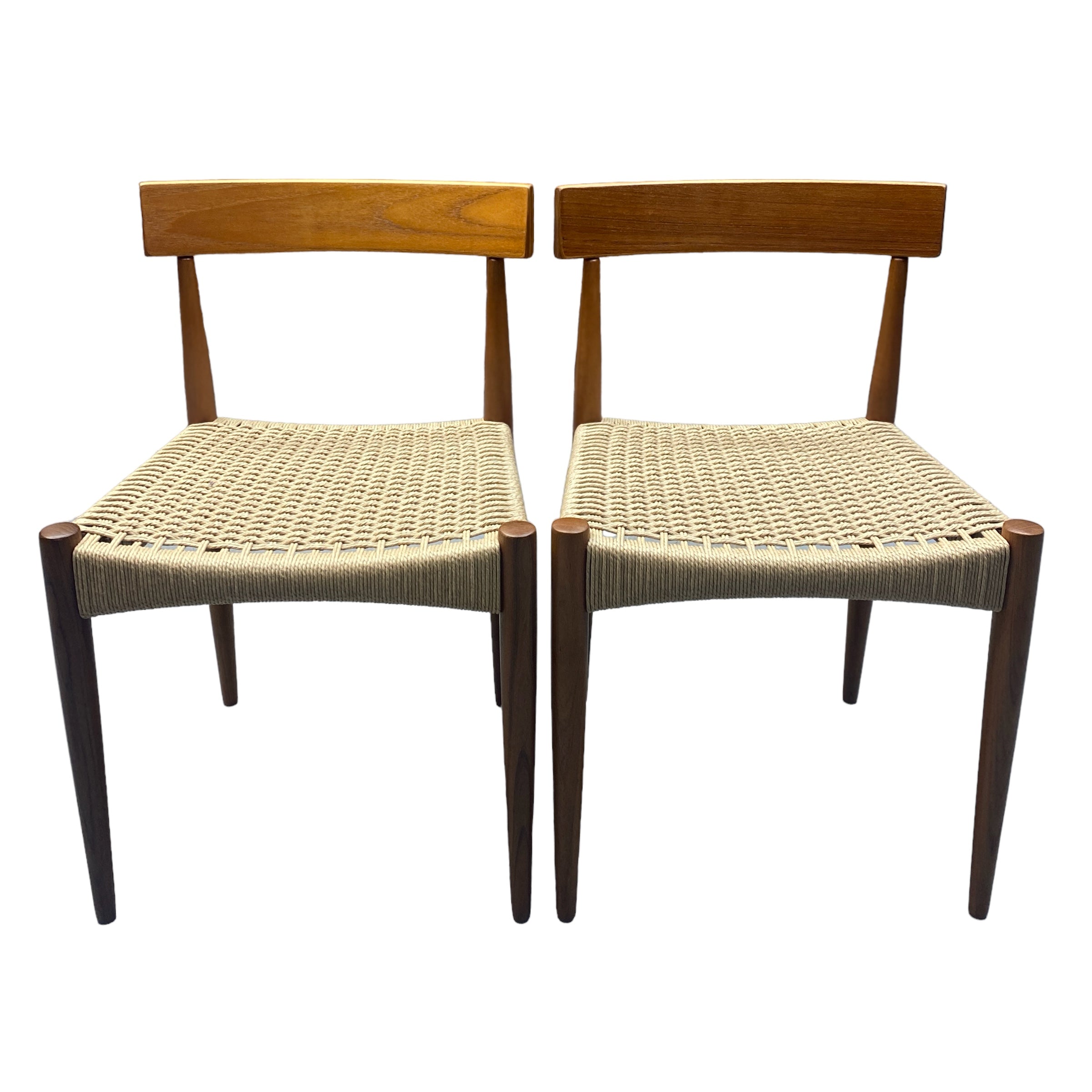 Front Of Danish Arne Hovmand Olsen Dining Chairs Two