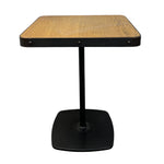 Load image into Gallery viewer, Square table with wooden top and black base on a white background
