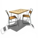 Load image into Gallery viewer, Wooden table with two chairs on a white background

