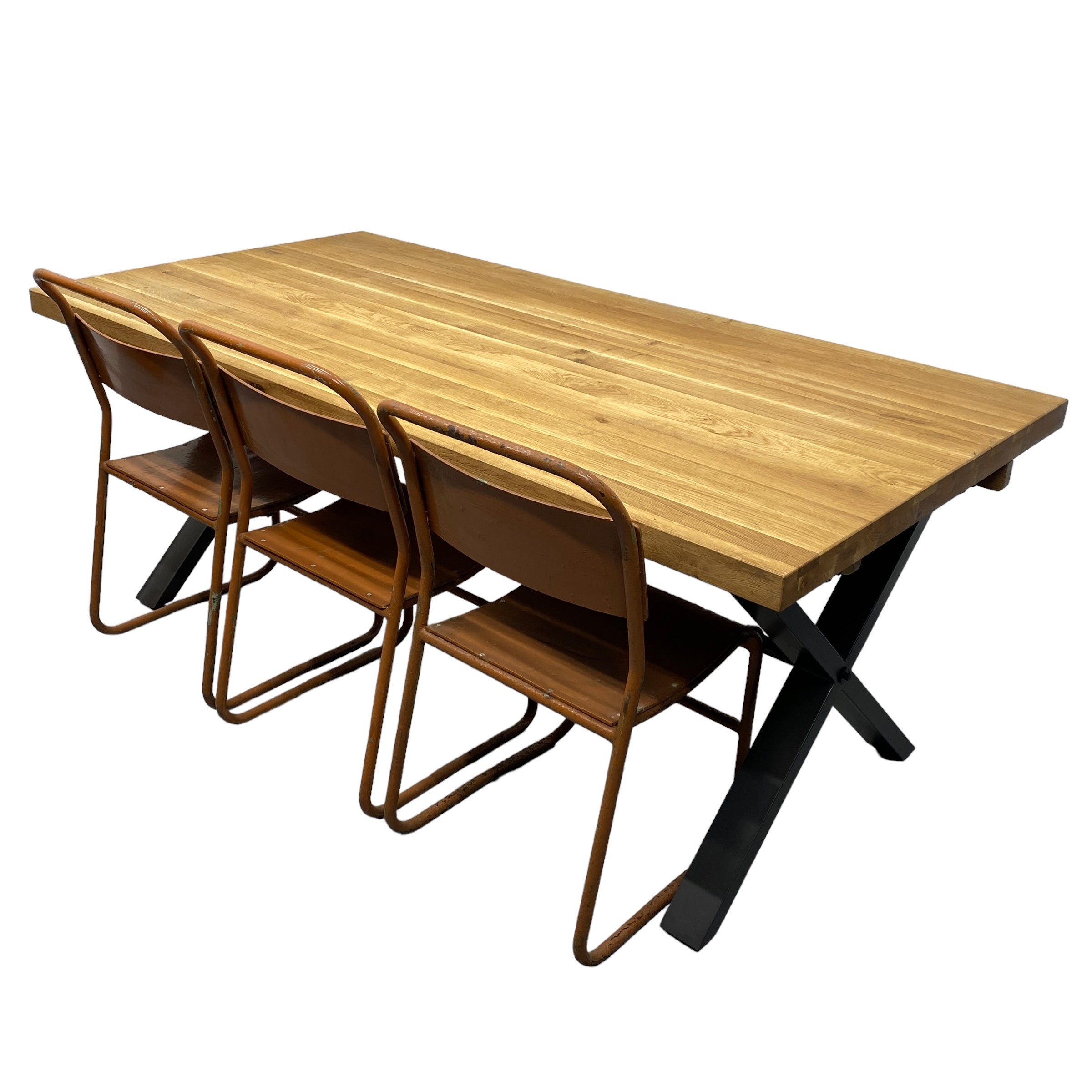 Oak Dining Table Industrial Style And Chairs