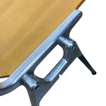 Load image into Gallery viewer, Metal desk CHAIR LEG with wooden surface on a white background
