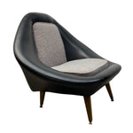 Load image into Gallery viewer, Modern chair with black shell and gray cushion on a white background
