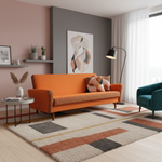 Load image into Gallery viewer, ORANGE SOFA IN A MODERN SITTING ROOM
