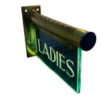 Load image into Gallery viewer, Green 'LADIES' sign with black pipe-like structure on a white background
