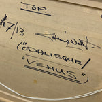 Load image into Gallery viewer, Signature on the back of a painting with text and date
