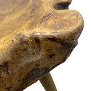 Wooden coffee table with natural finish on a white background