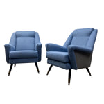 Load image into Gallery viewer, PAIR BLUE MIDCENTURY LOUNGE CHAIRS
