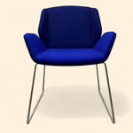 Load image into Gallery viewer, two tone blue chair on steel legs
