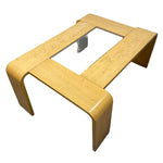 Load image into Gallery viewer, Wooden coffee table with a glass top on a white background
