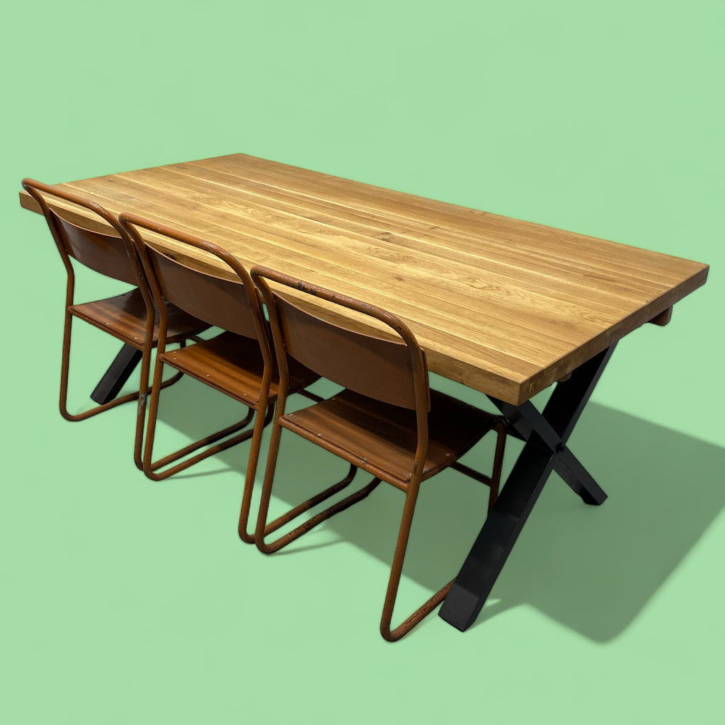 Oak Dining Table Industrial Style