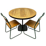 Load image into Gallery viewer, Round wooden table with two matching chairs on a white background
