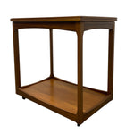 Load image into Gallery viewer, Wooden side table with a shelf on a white background
