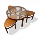 Load image into Gallery viewer, Wooden coffee table set with glass top on a white background
