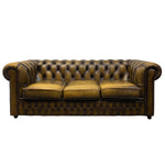 Load image into Gallery viewer, Brown leather Chesterfield sofa on a white background
