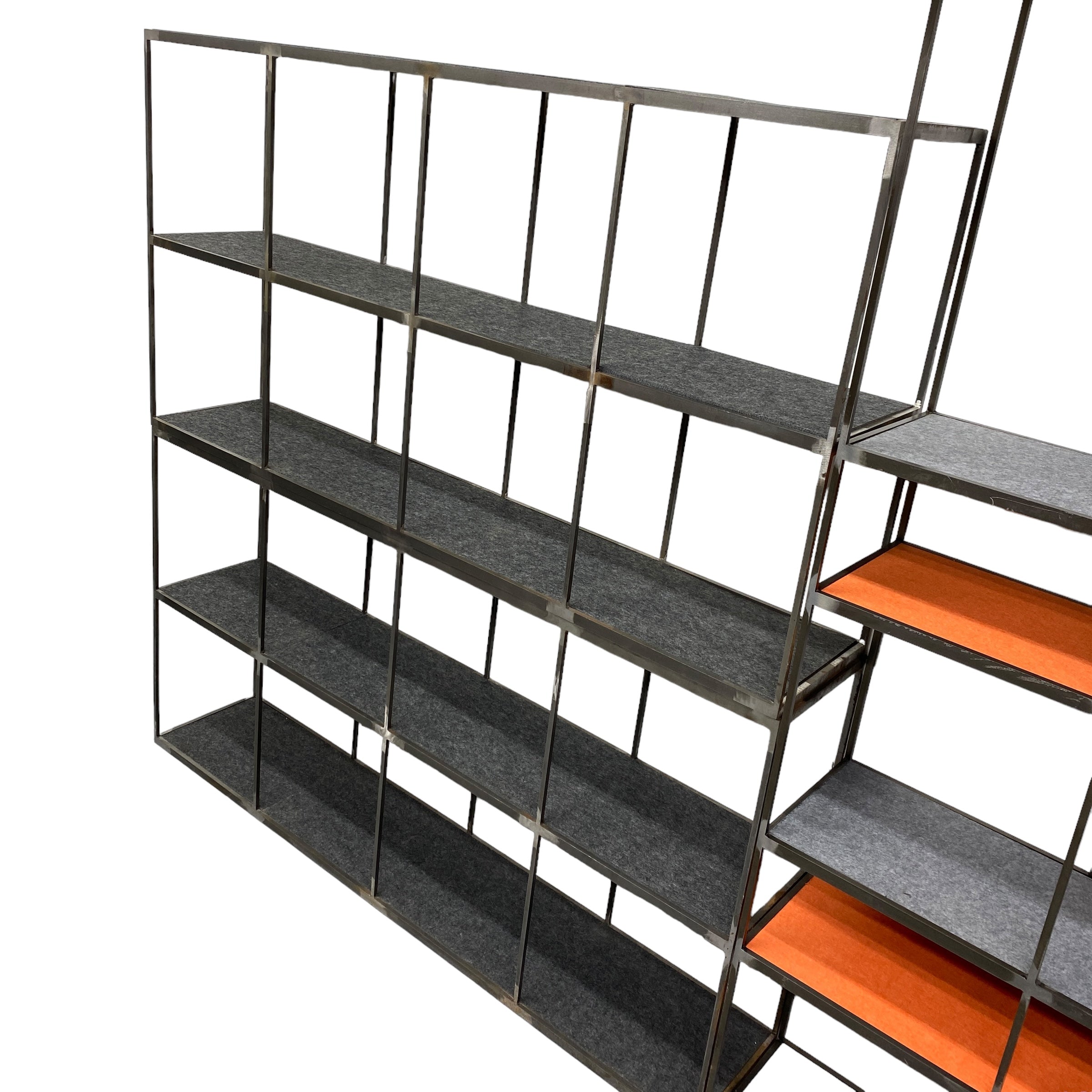 brushed steel shelving