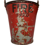 Load image into Gallery viewer, Vintage red fire sand pail with peeling paint on a white background
