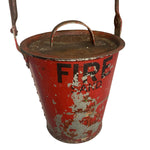 Load image into Gallery viewer, Vintage red fire bucket with worn paint on a white background
