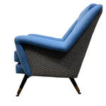 Load image into Gallery viewer, side of midcentury chair with two tone upholstery
