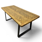 Load image into Gallery viewer, Wooden table with geometric pattern on a white background
