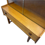 Load image into Gallery viewer, glass fronted cabinet and single wooden drawer with handle
