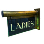 Load image into Gallery viewer, Vintage-style 'LADIES' sign with brass finish on a white background
