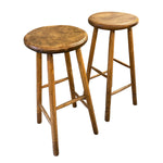 Load image into Gallery viewer, Two wooden bar stools on a white background
