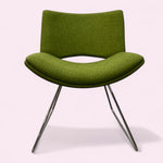 Load image into Gallery viewer, Green chair with metal legs on a white background

