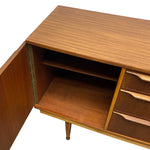 Load image into Gallery viewer, Wooden sideboard with open cabinet and drawers on a white background
