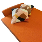 Load image into Gallery viewer, ORANGE SOFA BED AND TWO CUSHIONS
