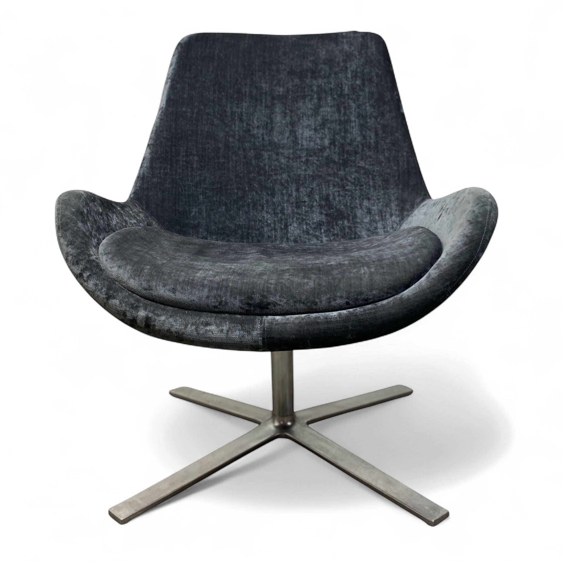 grey velvet swivel chair