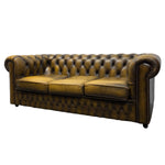Load image into Gallery viewer, Brown leather chesterfield sofa on a white background
