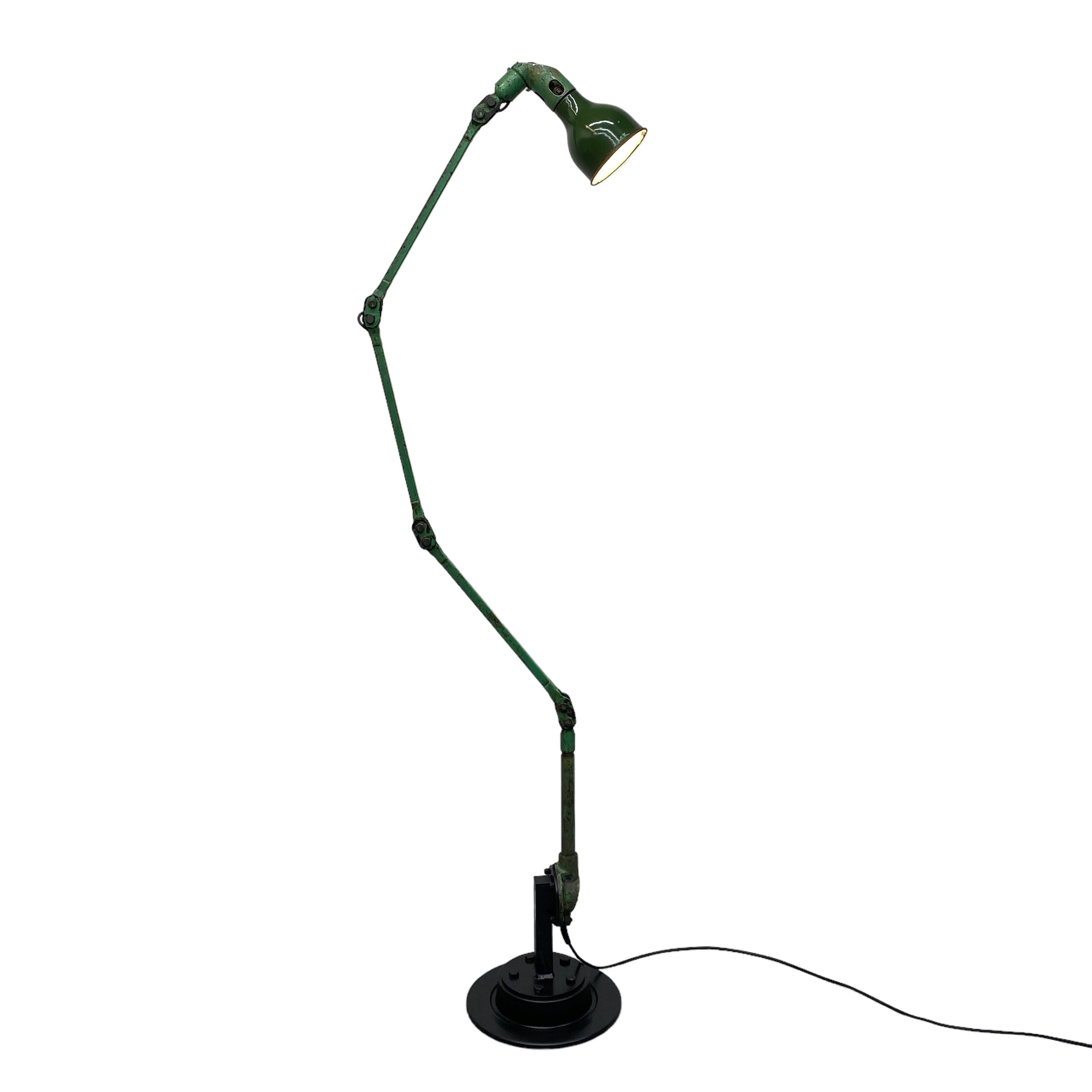 Green Enamel Floor Lamp Industrial Mek Elek 1940s