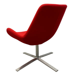 Red chair with a chrome base on a white background