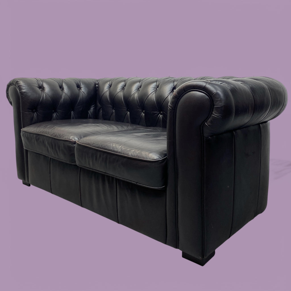 Vintage Chesterfield Black Leather