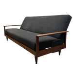 Load image into Gallery viewer, Gray sofa with wooden frame on a white background
