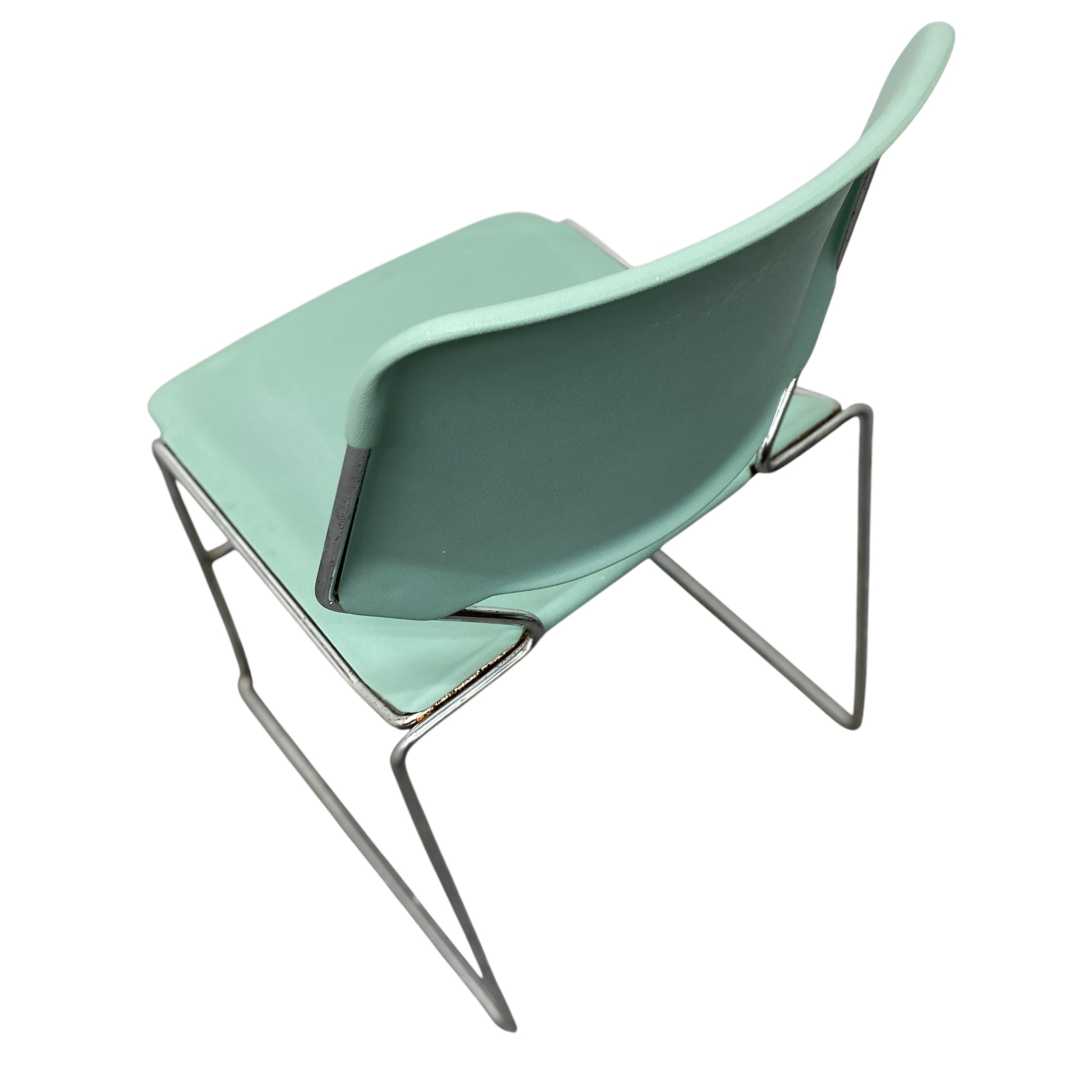 Steel Frame Green Matrix Chair by T. Tolleson for Krueger 1970s Set Of Four