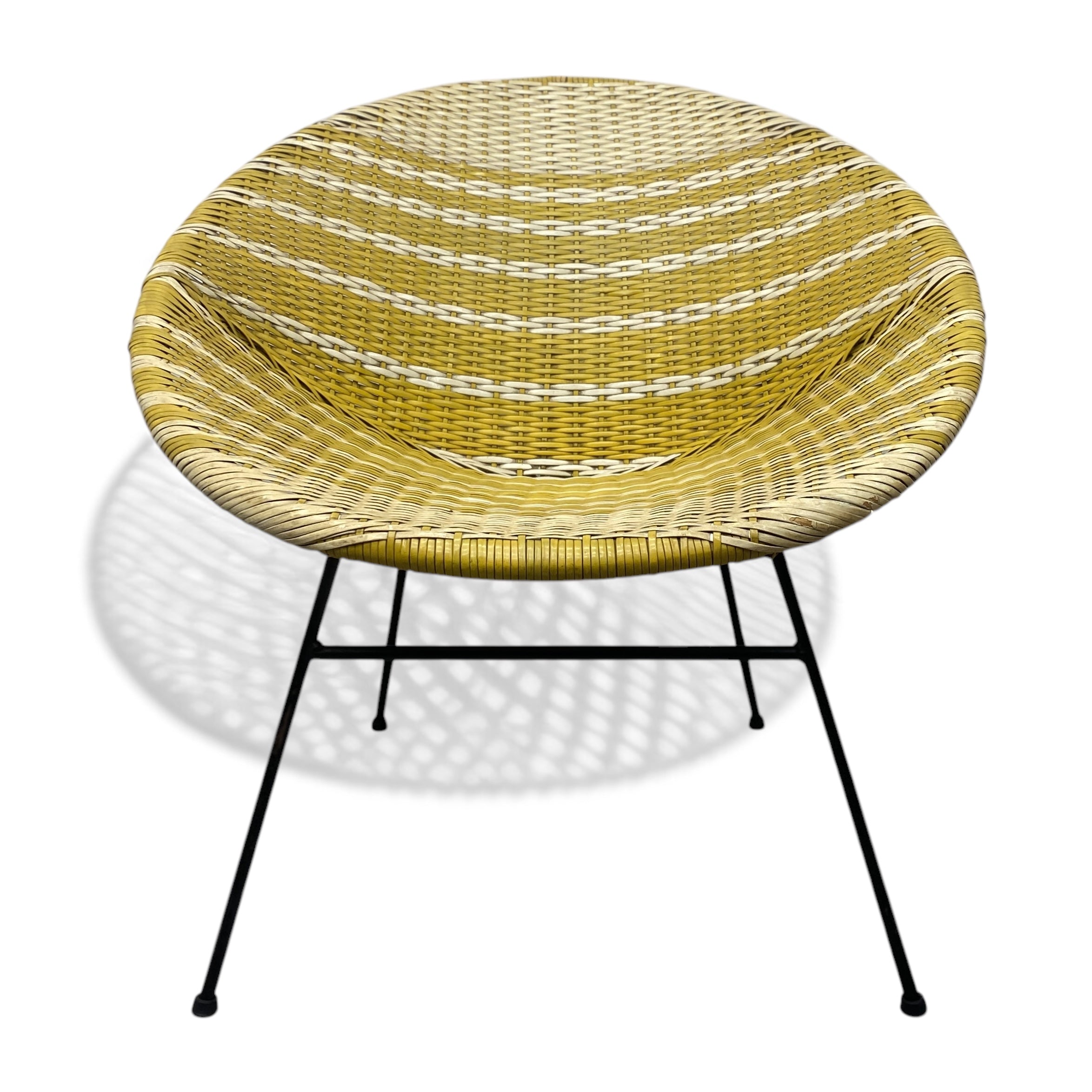 yellow white Midcentury Atomic Satellite Chair Striped