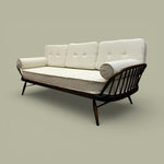 Load image into Gallery viewer, WHITE AND WOOD EN SOFA ON A GREEN BACKGROUND
