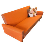 Load image into Gallery viewer, TWO TONE ORANGE AND PATTERNED SOFA
