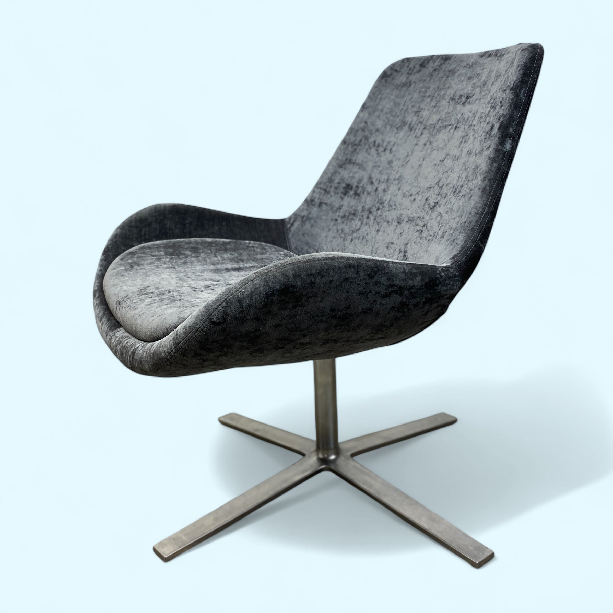 grey velvet office chair