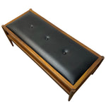 Load image into Gallery viewer, Wooden bench with black cushion on a white background
