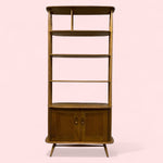 Load image into Gallery viewer, Wooden bookshelf with four shelves on a pink background
