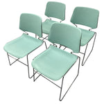 Load image into Gallery viewer, Green Seat And Back Set Of Four 70s Chairs
