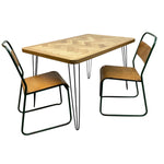 Load image into Gallery viewer, Wooden table with two matching chairs on a white background

