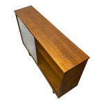 Load image into Gallery viewer, Wooden sideboard with a white interior on a white background
