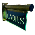 Load image into Gallery viewer, Vintage-style 'LADIES' sign with green glass and metal frame on a white background
