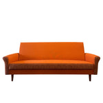 Load image into Gallery viewer, FRONT OF A THREE SEATER ORANGE SOFA
