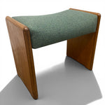 Load image into Gallery viewer, Wooden stool with green cushion on a white background
